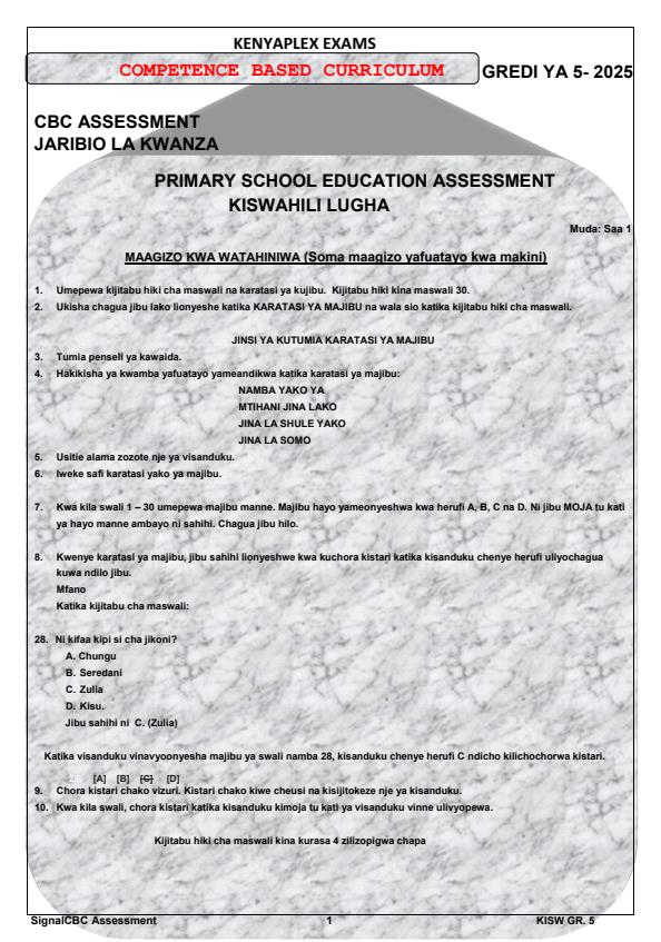 Preview page Grade-5-Kiswahili-Term-1-Opener-Exam-2025_3523_0.jpg