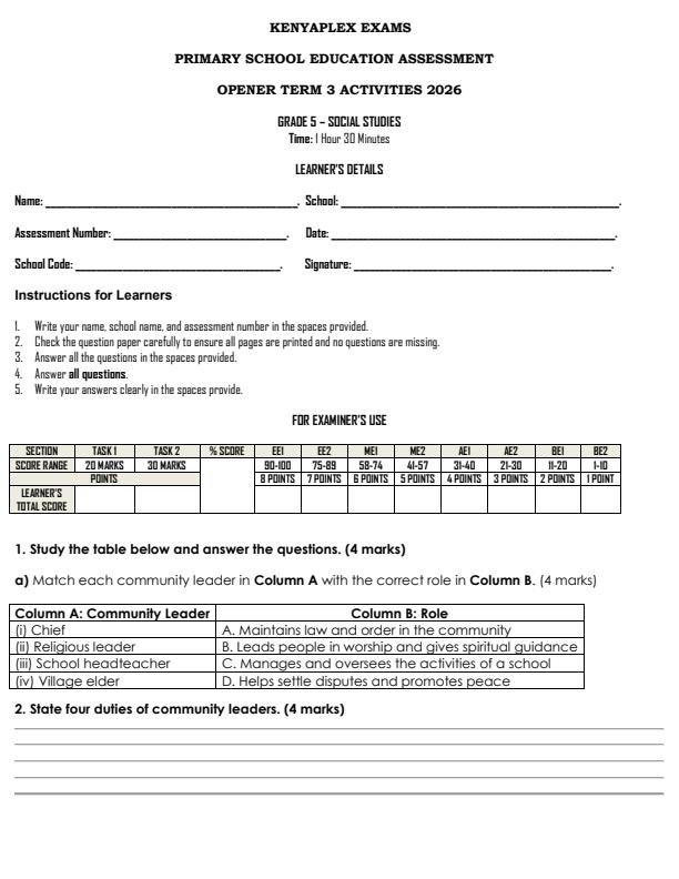Preview page Grade-5-Social-Studies-September-Assessment-Examination-2026_6745_0.jpg