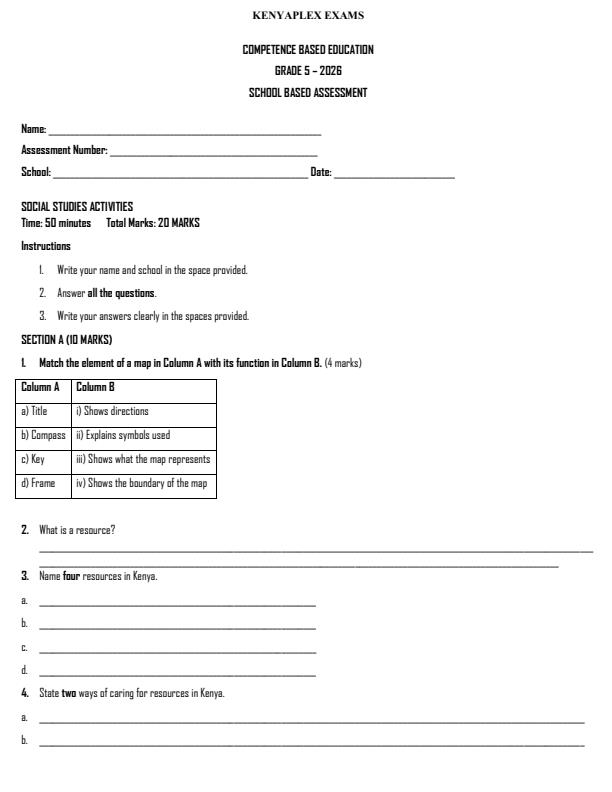 Preview page Grade-5-Social-Studies-Term-2-Opener-Exam-2026_5575_0.jpg