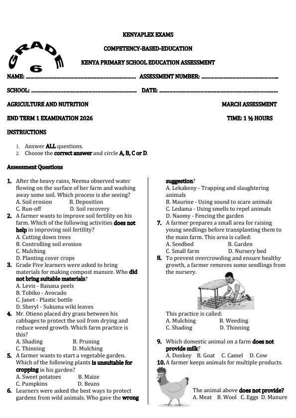 Preview page Grade-6-Agriculture-and-Nutrition-End-Term-1-Exam-2026_5354_0.jpg