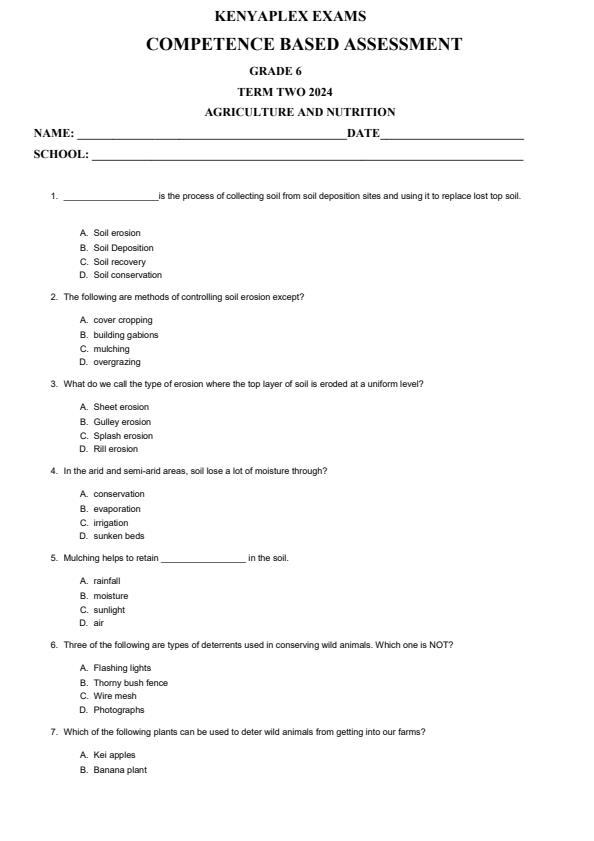 Preview page Grade-6-Agriculture-and-Nutrition-End-of-May-Assessment-Test-2024_2591_0.jpg