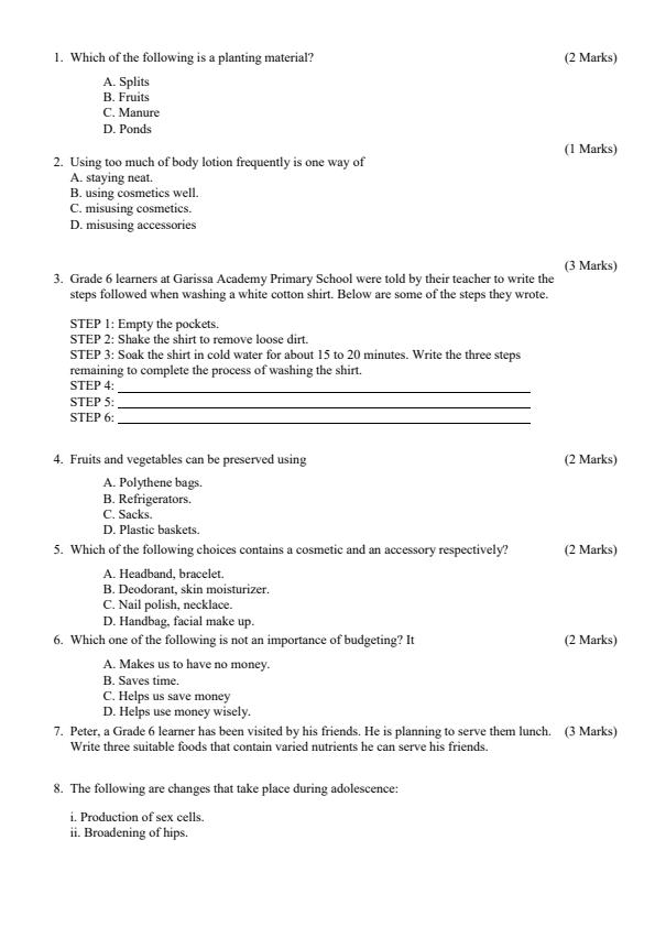 Preview page Grade-6-Agriculture-and-Nutrition-Term-2-Opener-Exam-2024_2445_1.jpg