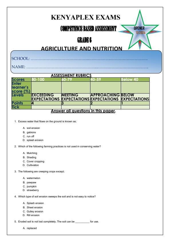 Preview page Grade-6-Agriculture-and-Nutrition-Term-3-Opener-Exam-2024_2946_0.jpg