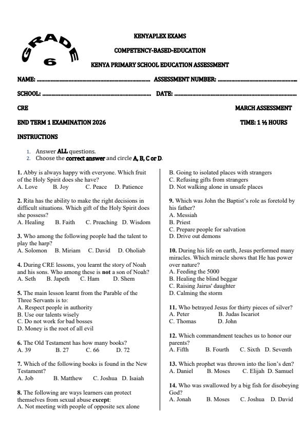 Preview page Grade-6-CRE-End-Term-1-Exam-2026_5456_0.jpg