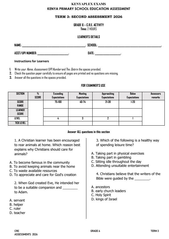 Preview page Grade-6-CRE-End-Term-3-Exam-2026_6870_0.jpg