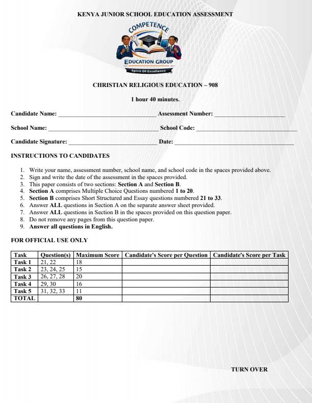 Preview page Grade-6-CRE-KJSEA-Prediction-Exam-2026_6364_0.jpg