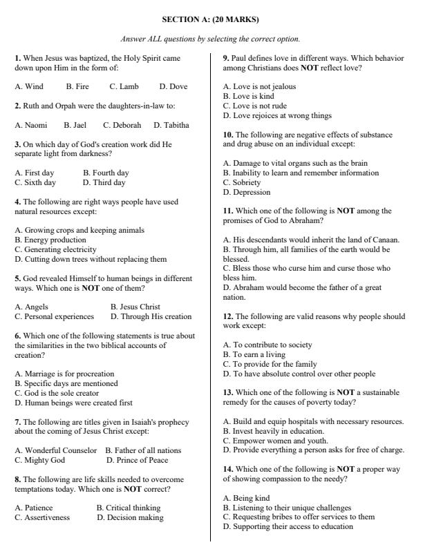 Preview page Grade-6-CRE-KJSEA-Prediction-Exam-2026_6364_1.jpg