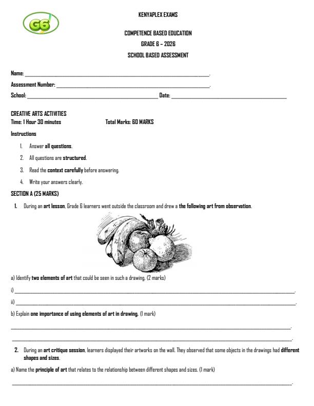 Preview page Grade-6-Creative-Arts-Activities-Term-2-Opener-Exam-2026_5578_0.jpg