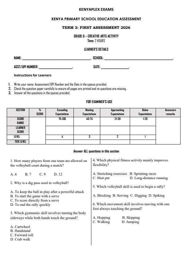 Preview page Grade-6-Creative-Arts-Activity-Term-3-Opener-Exam-2026_6458_0.jpg
