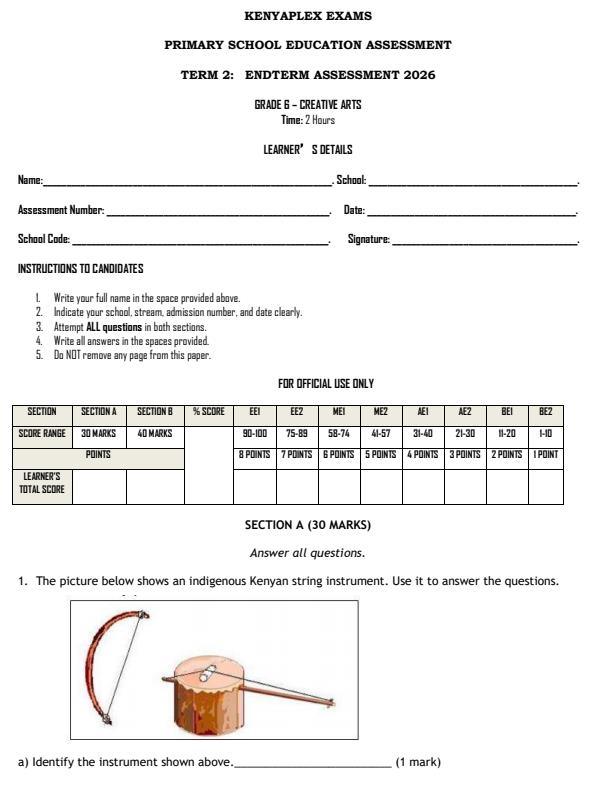 Preview page Grade-6-Creative-Arts-End-Term-2-Exam-2026_6065_0.jpg