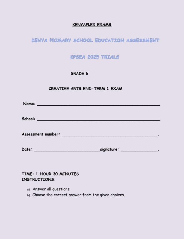 Preview page Grade-6-Creative-Arts-End-of-Term-1-Examination-2025_3793_0.jpg
