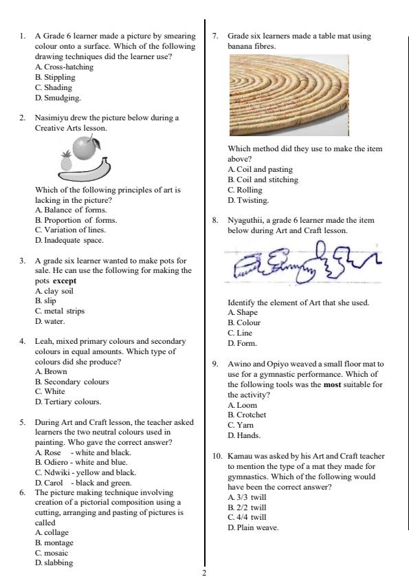 Preview page Grade-6-Creative-Arts-End-of-Term-3-KPSEA-Prediction-Exam-2025_4831_1.jpg