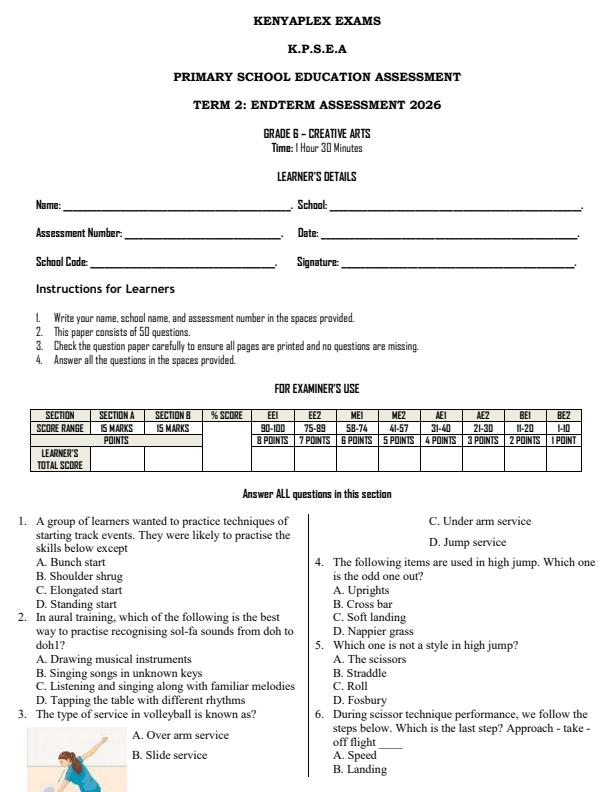 Preview page Grade-6-Creative-Arts-July-Assessment-Examination-2026_6289_0.jpg