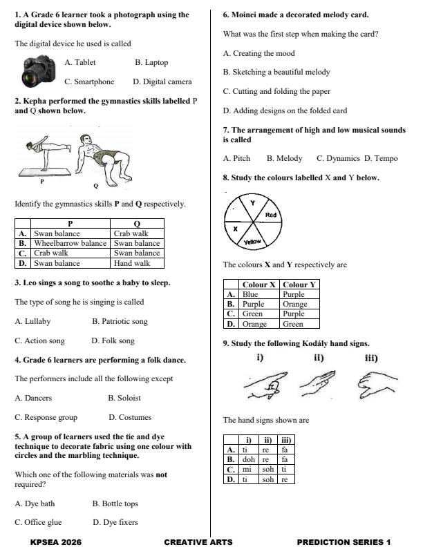 Preview page Grade-6-Creative-Arts-KPSEA-Prediction-Exam-2026_6351_1.jpg