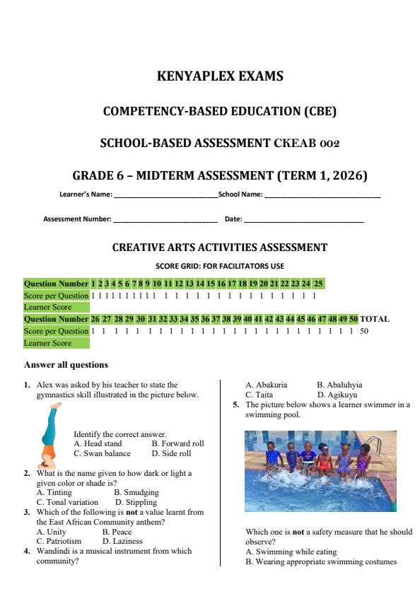 Preview page Grade-6-Creative-Arts-Mid-Term-1-Exam-2026_5089_0.jpg