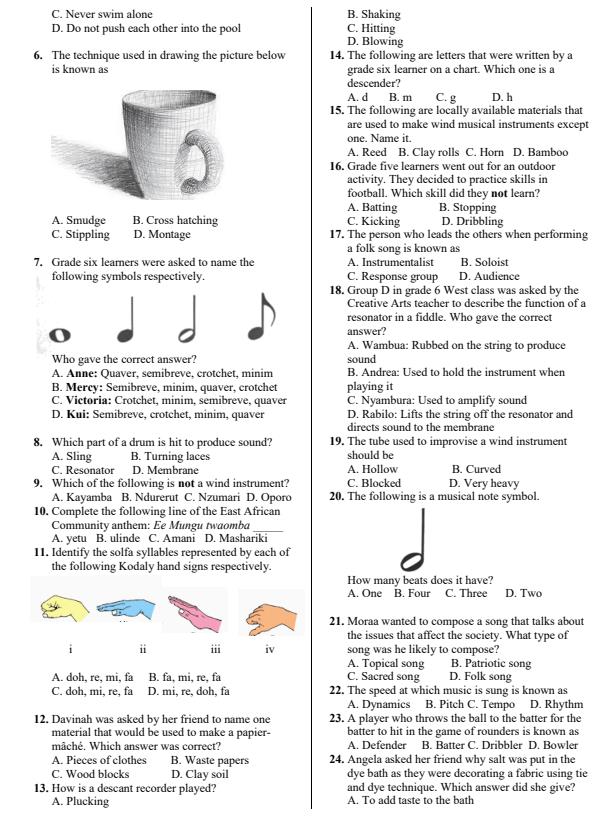 Preview page Grade-6-Creative-Arts-Mid-Term-1-Exam-2026_5089_1.jpg