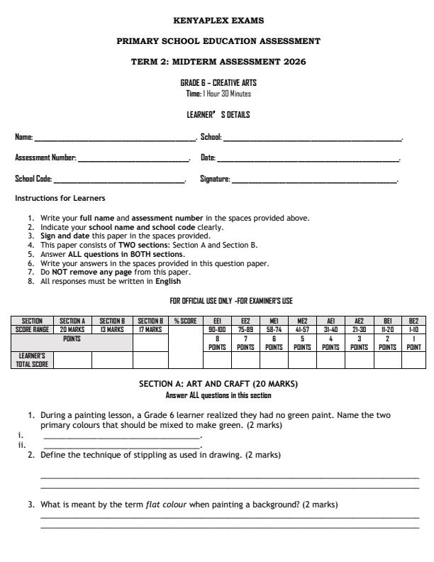 Preview page Grade-6-Creative-Arts-Mid-Term-2-Exam-2026_5847_0.jpg