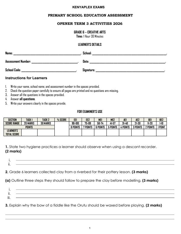 Preview page Grade-6-Creative-Arts-September-Assessment-Examination-2026_6757_0.jpg