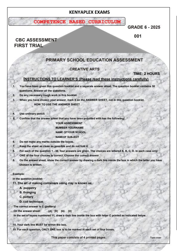 Preview page Grade-6-Creative-Arts-Term-1-Opener-Exam-2025_3530_0.jpg