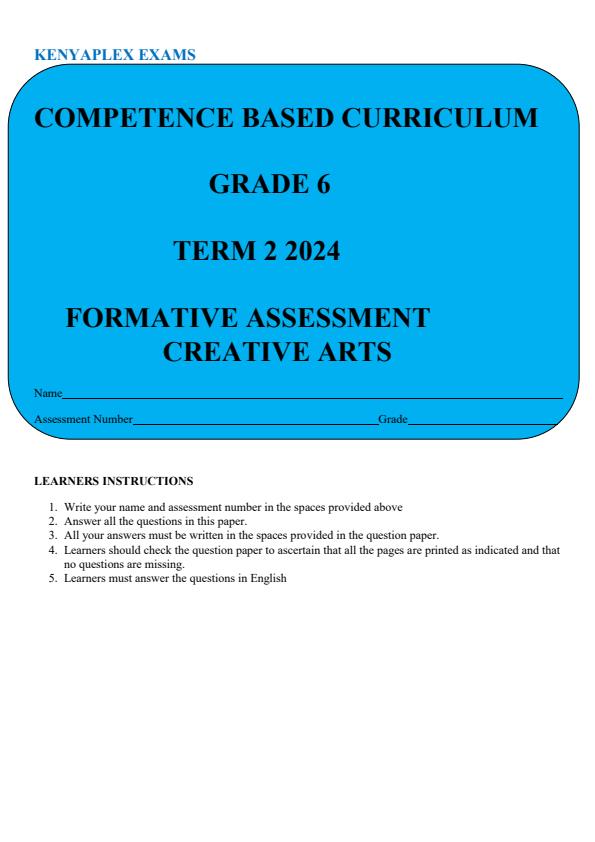 Preview page Grade-6-Creative-Arts-Term-2-Opener-Exam-2024_2446_0.jpg