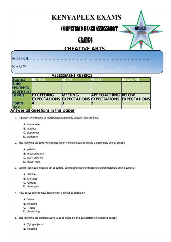 Preview page Grade-6-Creative-Arts-Term-3-Opener-Exam-2024_2947_0.jpg
