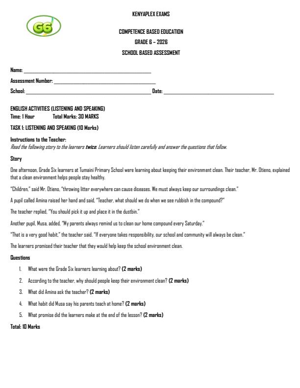 Preview page Grade-6-English-Activities--Listening-and-Speaking-Term-2-Opener-Exam-2026_5581_0.jpg