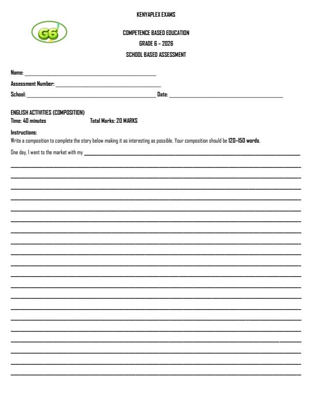 Preview page Grade-6-English-Activities-Composition-Term-2-Opener-Exam-2026_5579_0.jpg