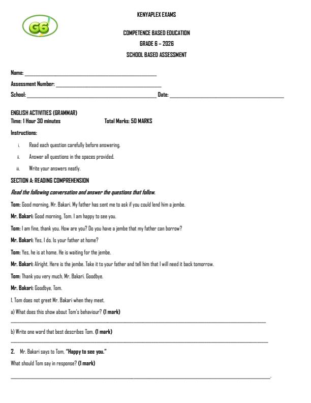 Preview page Grade-6-English-Activities-Grammar-Term-2-Opener-Exam-2026_5580_0.jpg