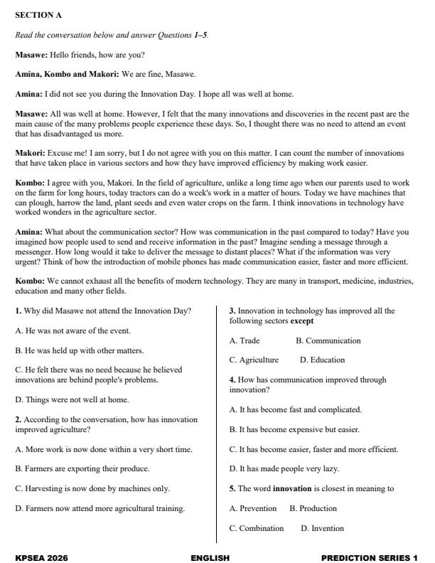 Preview page Grade-6-English-KPSEA-Prediction-Exam-2026_6352_1.jpg