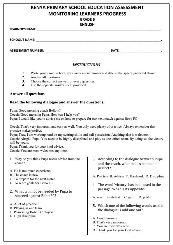 Preview page Grade-6-English-Opener-Exam-Term-1-2026_4999_0.jpg