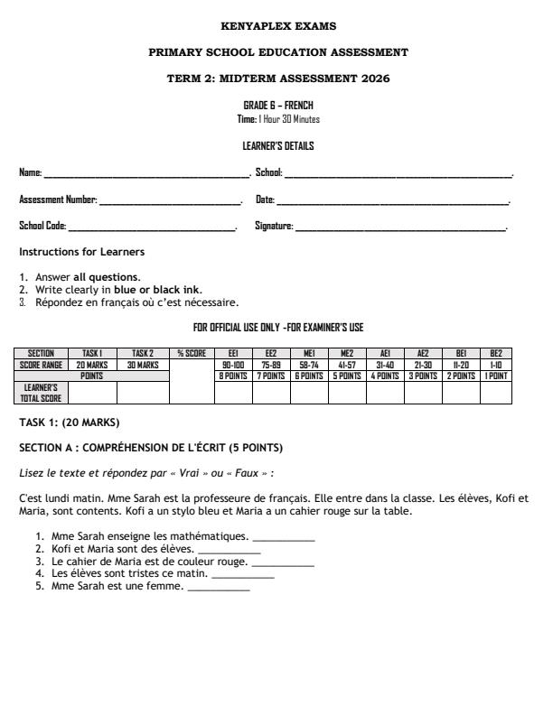 Preview page Grade-6-French-Mid-Term-2-Exam-2026_5851_0.jpg