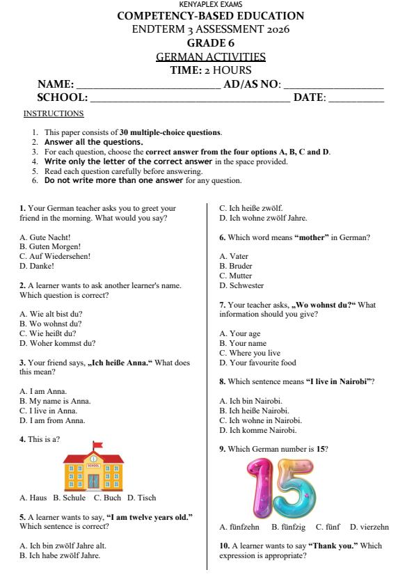Preview page Grade-6-German-End-Term-3-Set-2-Exam-2026_7114_0.jpg