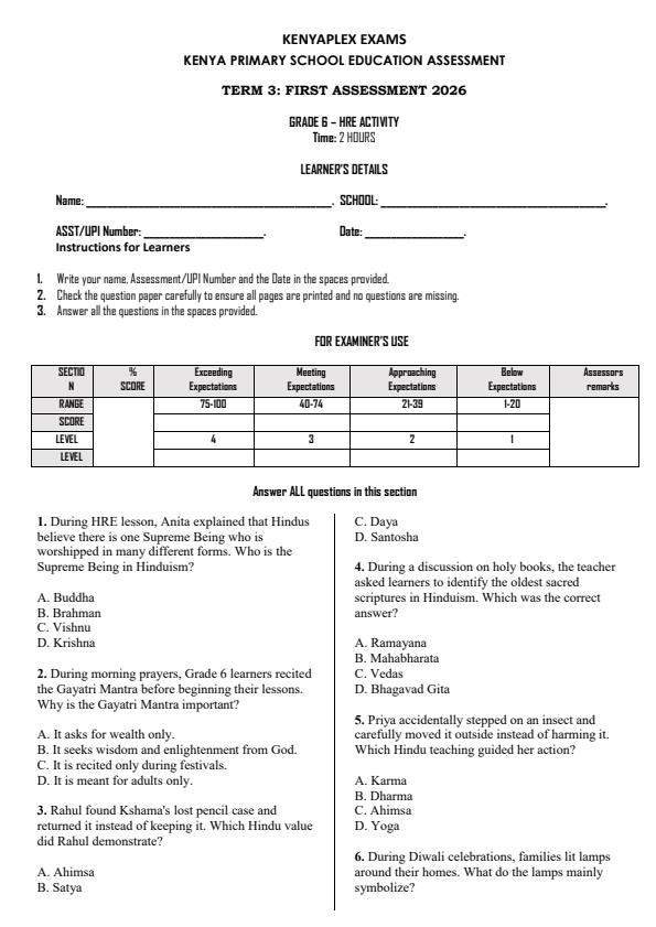 Preview page Grade-6-Hindu-Religious-Education-Activity-Term-3-Opener-Exam-2026_6463_0.jpg