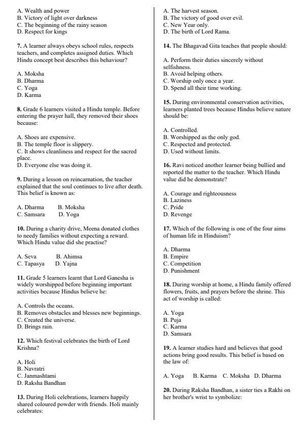 Preview page Grade-6-Hindu-Religious-Education-Activity-Term-3-Opener-Exam-2026_6463_1.jpg