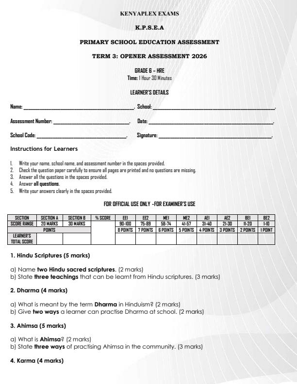 Preview page Grade-6-Hindu-Religious-Education-September-Assessment-Examination-2026_6763_0.jpg