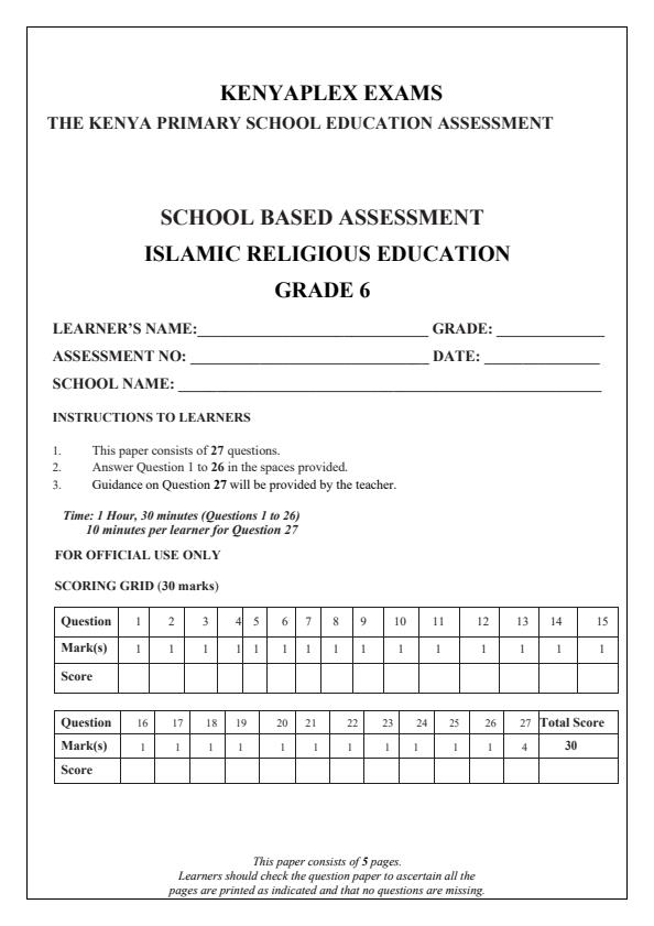 Preview page Grade-6-IRE-Mid-Term-2-Exam-2025_4217_0.jpg