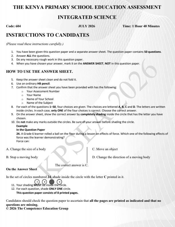 Preview page Grade-6-Integrated-Science-KPSEA-Prediction-Exam-2026_6353_0.jpg