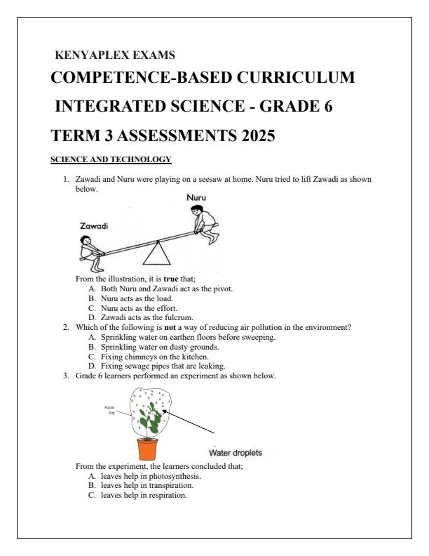 Preview page Grade-6-Integrated-Science-Term-3-Opener-Exam-2025_4520_0.jpg