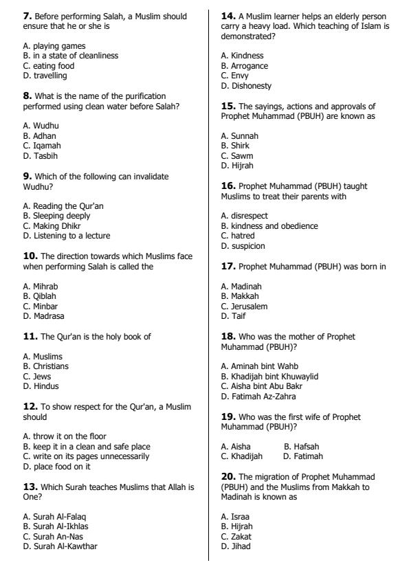 Preview page Grade-6-Islamic-Religious-Education-Activity-End-Term-3-Exam-2026_6869_1.jpg