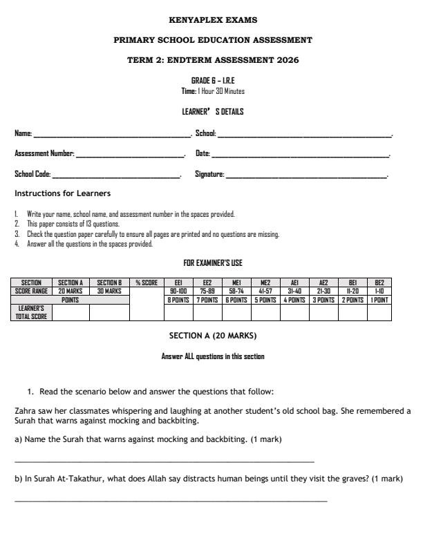 Preview page Grade-6-Islamic-Religious-Education-End-Term-2-Exam-2026_6072_0.jpg
