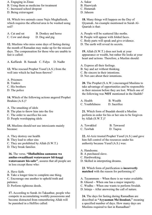Preview page Grade-6-Islamic-Religious-Education-End-Term-3-Set-2-Exam-2026_7116_1.jpg