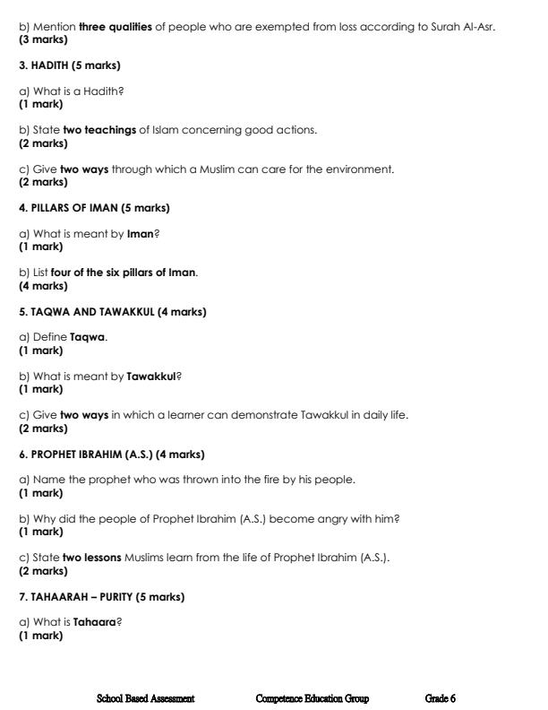 Preview page Grade-6-Islamic-Religious-Education-September-Assessment-Examination-2026_6764_1.jpg