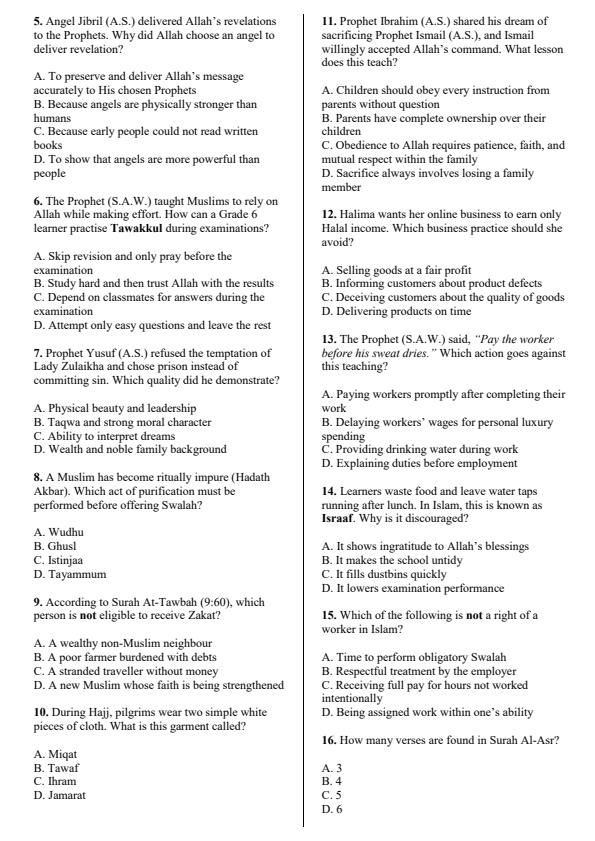 Preview page Grade-6-Islamic-Religious-Education-Studies-Activity-Term-3-Opener-Exam-2026_6455_1.jpg