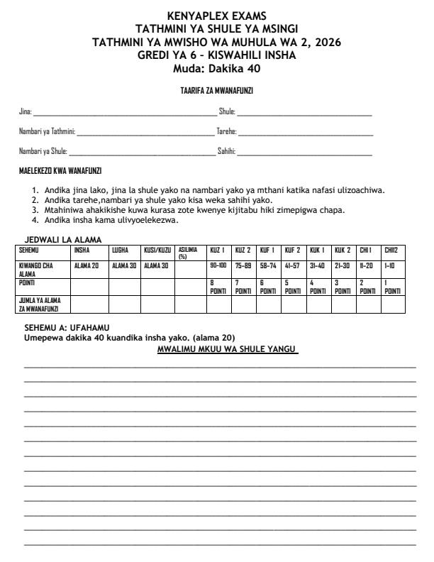 Preview page Grade-6-Kiswahili--Insha-End-Term-2-Exam-2026_6073_0.jpg