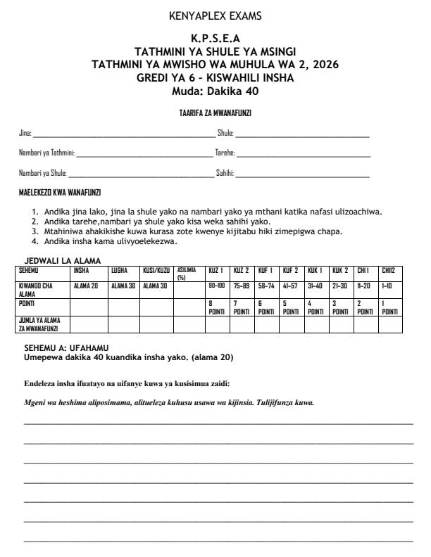 Preview page Grade-6-Kiswahili--Insha-July-Assessment-Examination-2026_6295_0.jpg