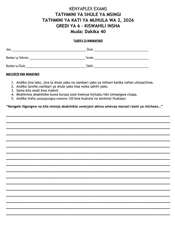 Preview page Grade-6-Kiswahili--Insha-Mid-Term-2-Exam-2026_5855_0.jpg