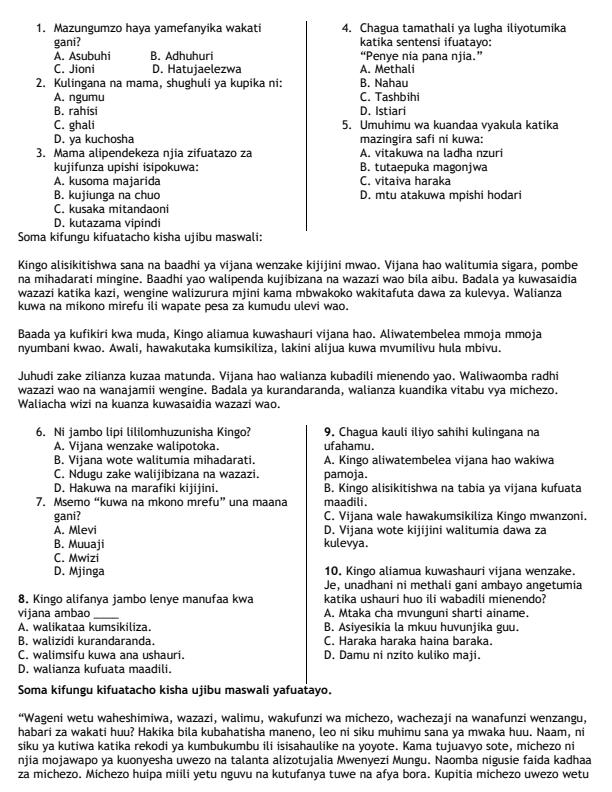 Preview page Grade-6-Kiswahili--Lugha-July-Assessment-Examination-2026_6297_1.jpg