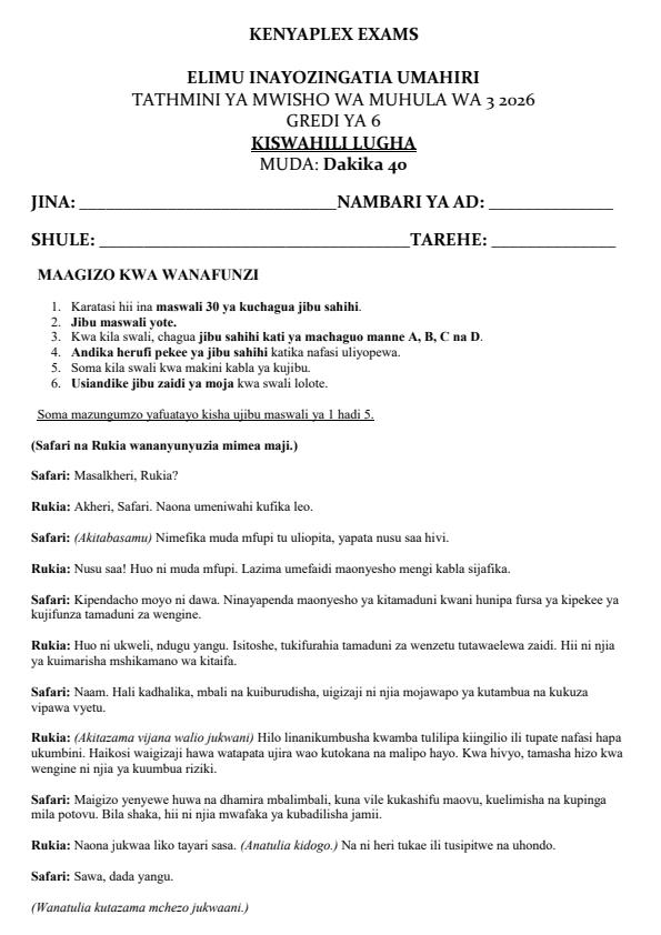 Preview page Grade-6-Kiswahili-End-Term-3-set-2-exam-2026_7119_0.jpg