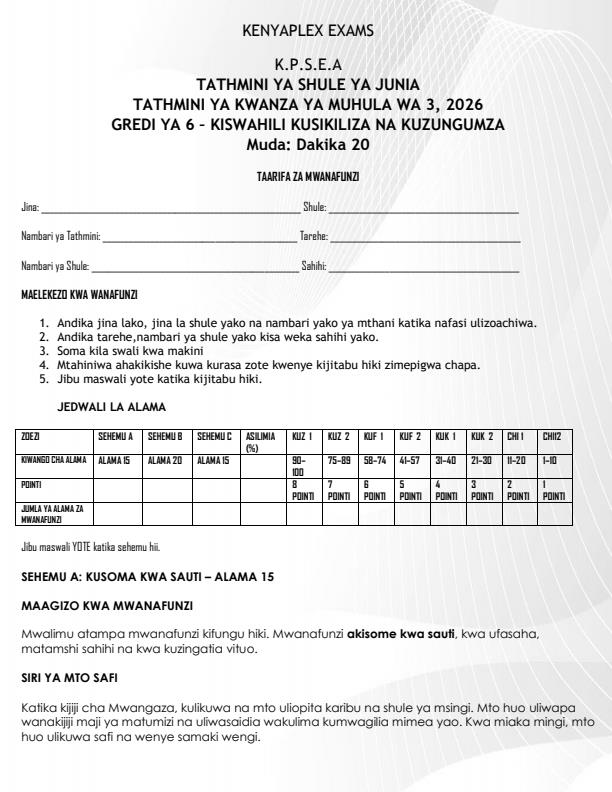 Preview page Grade-6-Kiswahili-Kusikiliza-na-Kuzungumza-September-Assessment-Examination-2026_6766_0.jpg
