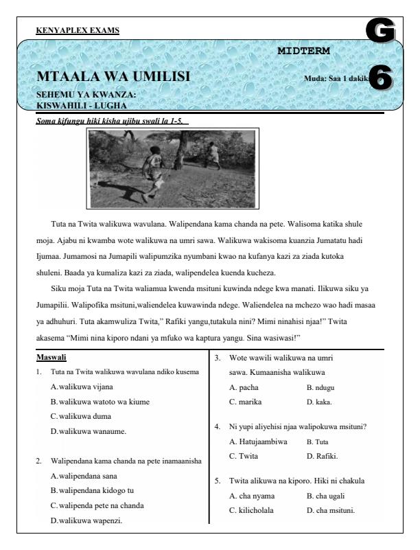 Preview page Grade-6-Kiswahili-Mid-Term-1-Exam-2025_3659_0.jpg